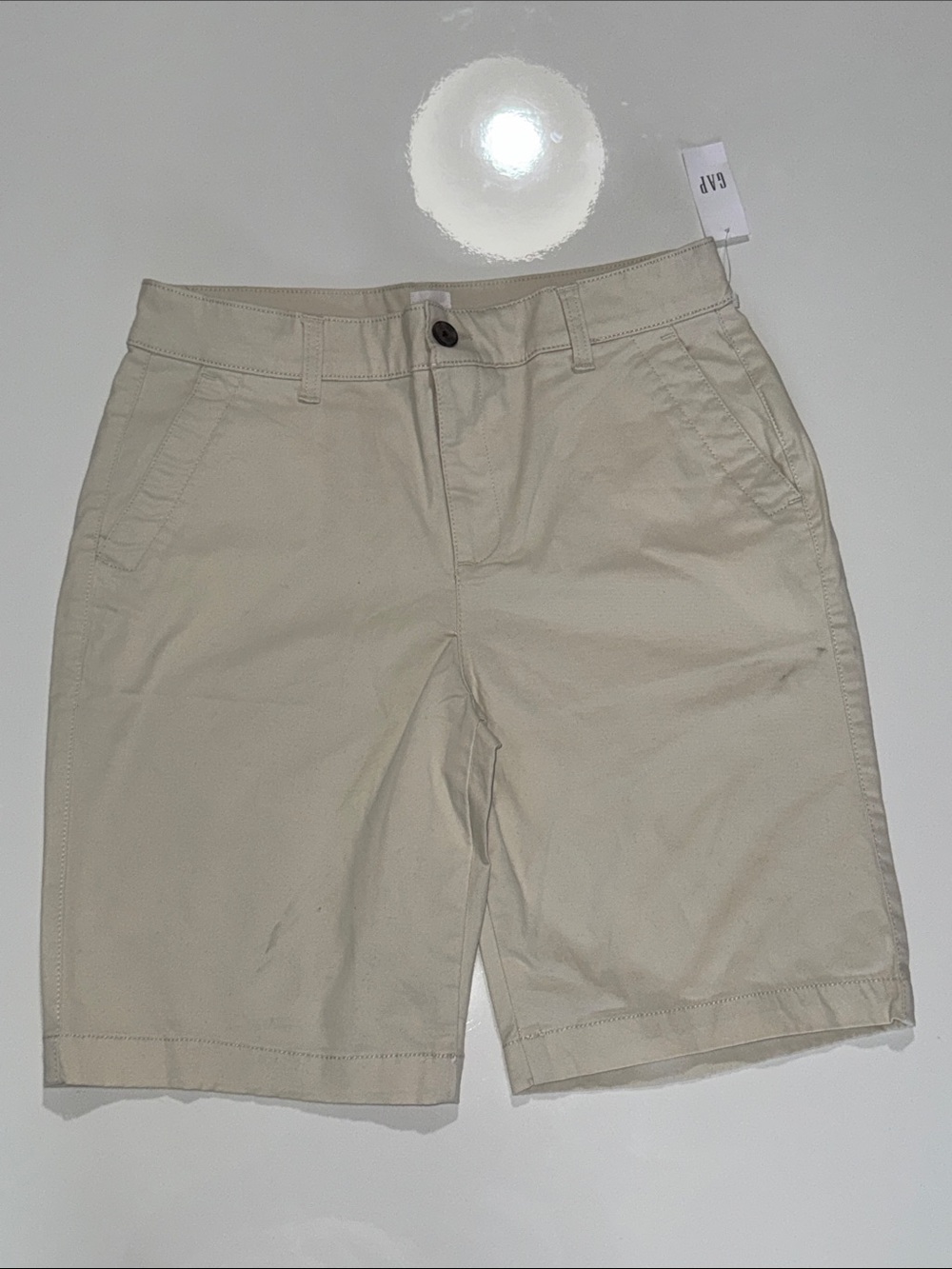 Gap Girlfriend Chino Shorts, Size 4 Tall, Khaki Beige, Mid-Rise, Casual